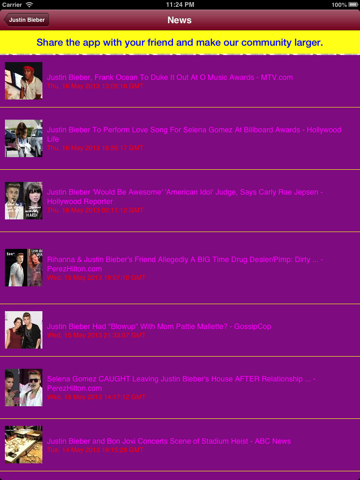 Screenshot #5 pour Photos, Videos, News, Animated Slides & More : Justin Bieber edition