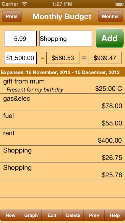 Simple Budget: Month
