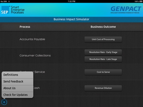 GENPACT Business Impact Simulator screenshot 2