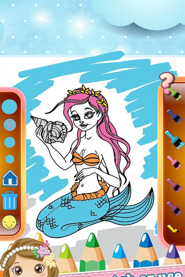 Mermaid Coloring Book Learning Games For Kids 4 th screenshot 4