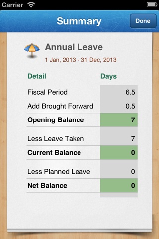 Leave Calendar Lite screenshot 4