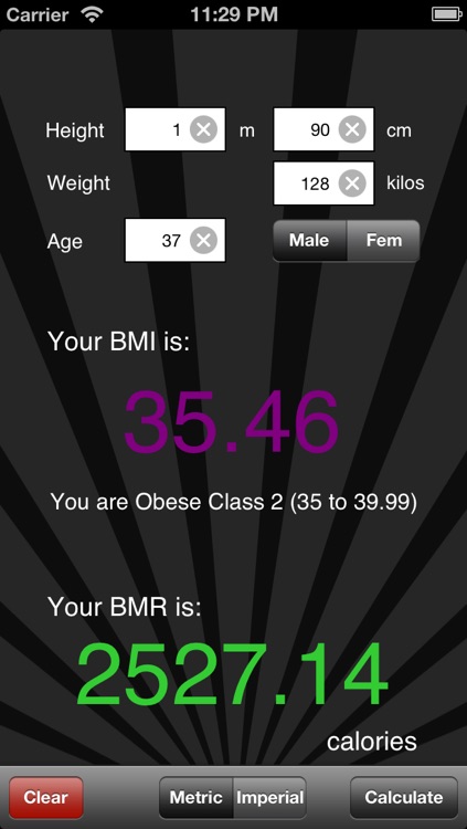 BMI / BMR Calculator