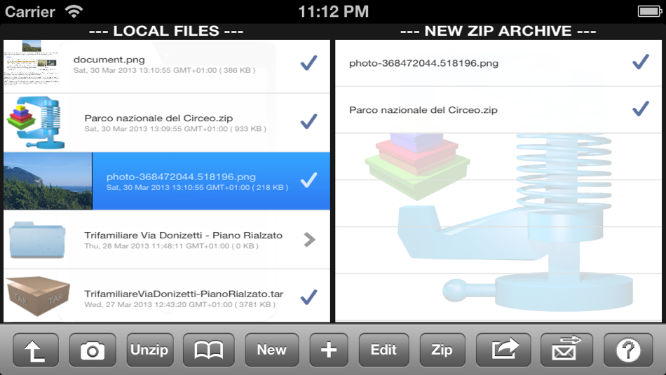 #1. unzip + zip & send (iOS) 게시자: Gianluca Natalini