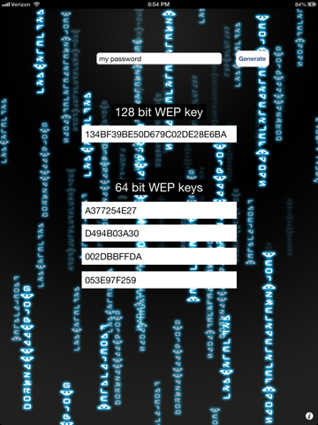 Скриншот из WEP Password Generator for WiFi Passwords