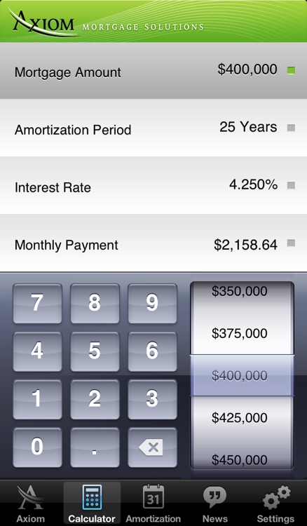Axiom Mortgage Calculator