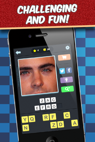 Zoomed in Celebrities Quiz - The best free word game to guess famous movie and tv celebrity photos screenshot 3