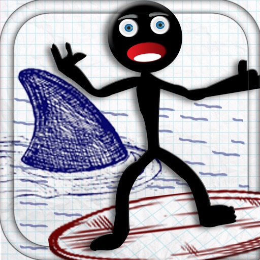 Stick-man Doodle Steps: Dont Step on The Shark Fins Icon