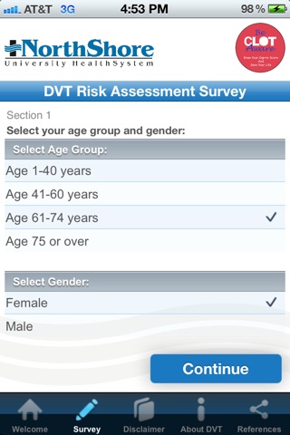 Caprini DVT Risk screenshot 2