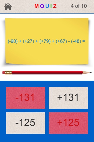 MQuiz Mixed Integer Addition and Subtraction screenshot 3