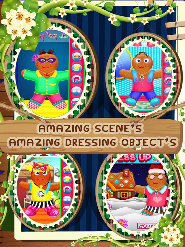 Gingerbread Man Dress Up Mania - Free Addictive Fun Christmas Games for Kids Boys and Girls