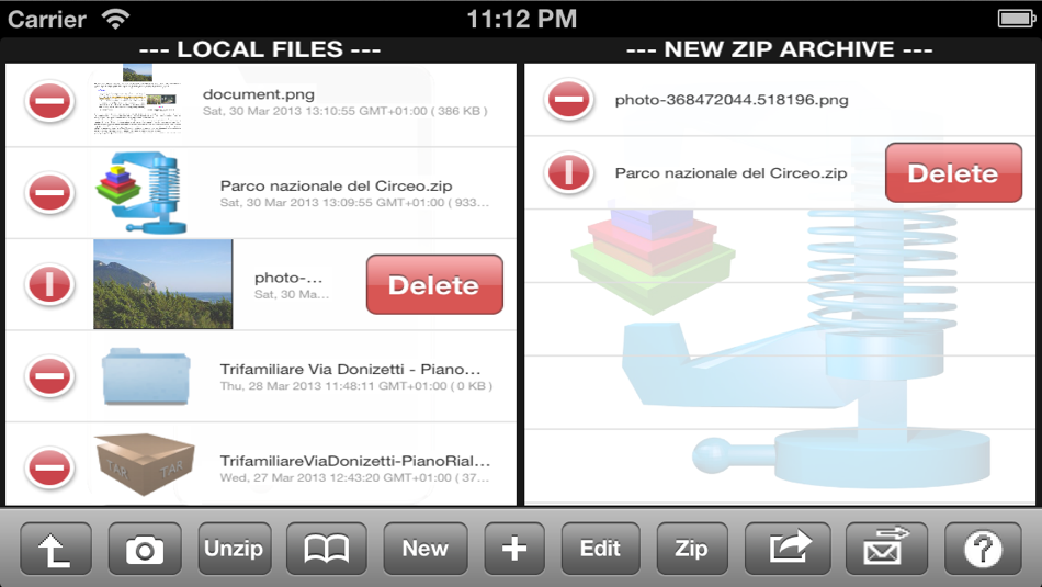 #2. unzip + zip & send (iOS) 게시자: Gianluca Natalini