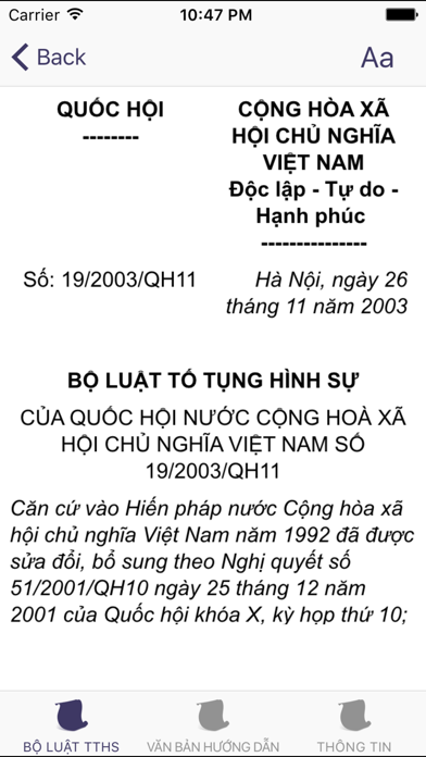 Screenshot #2 pour Bộ Luật Tố Tụng Hình Sự 2015