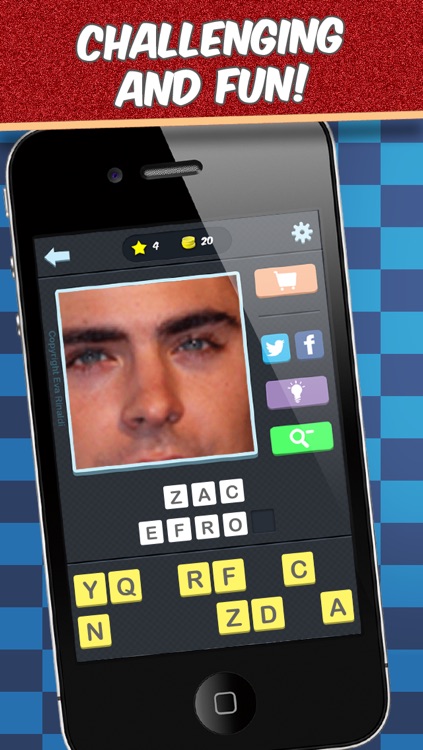 Zoomed in Celebrities Quiz - The best free word game to guess famous movie and tv celebrity photos