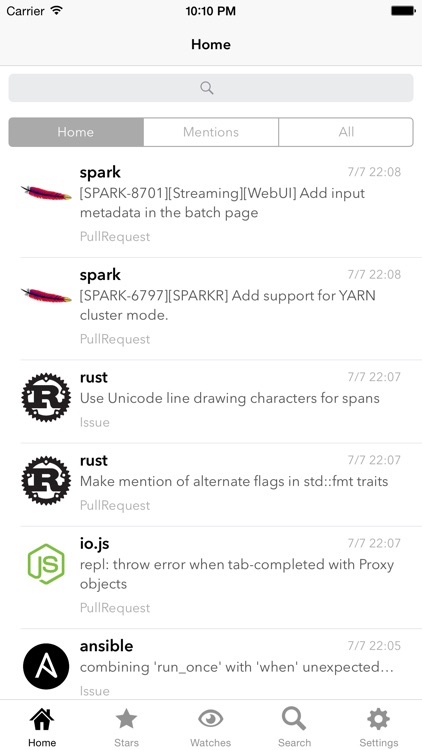 Repository Stream for GitHub