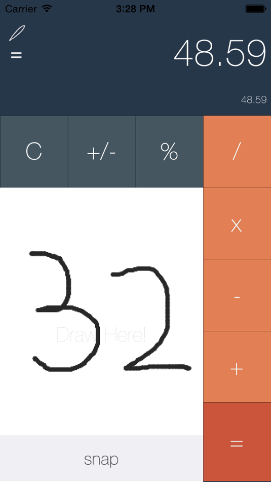 #2. uCalculator - Handwriting and Simple Calculator (iOS) Podle: Eggyothin Pila