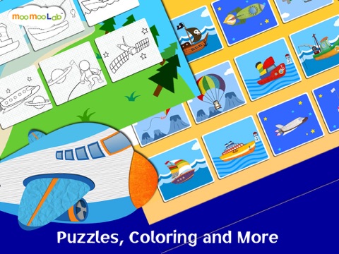 Screenshot #6 pour Avion, Fusée et Bateau pour Enfant -Activités, Puzzles, Dessin et Jeux Interactifs Avec Moo Moo Lab