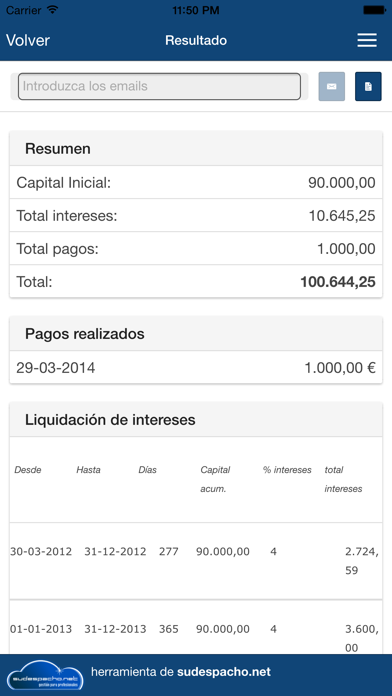Screenshot #2 pour Cálculo de Intereses Judiciales