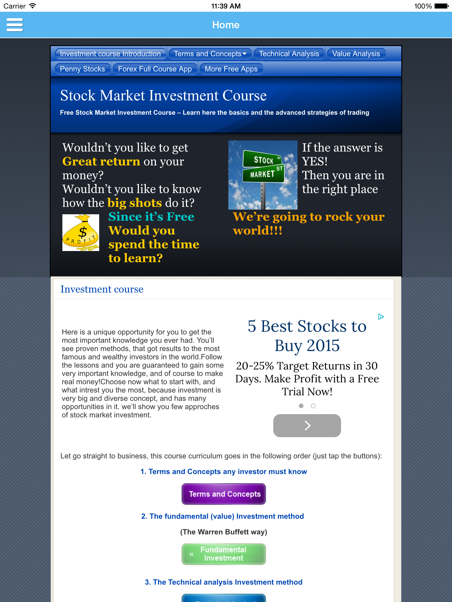 Stocks Investment course FREE