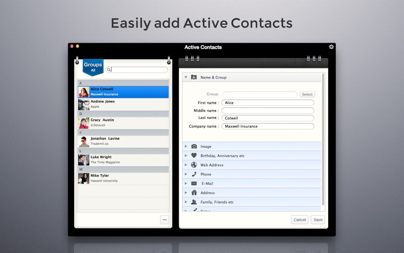 Screenshot #2 pour Active Contacts