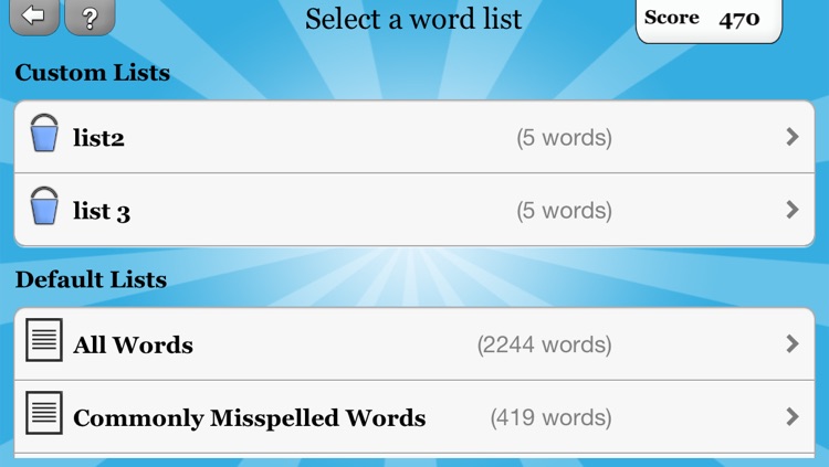 Spelling Hero - custom lists and tests