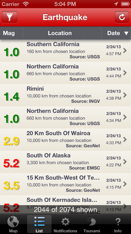 Earthquake - International maps, reports, & custom alerts - 4.0.4 - (iOS)