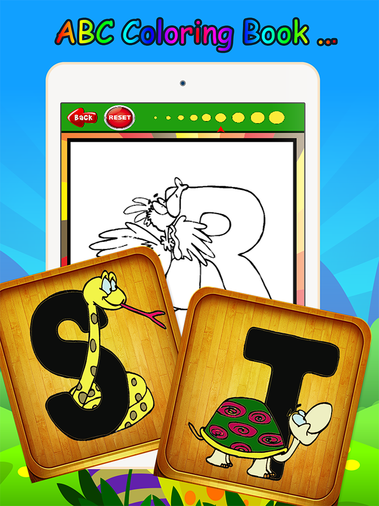 Kids ABC animals Cartoon words Coloring book page screenshot 8