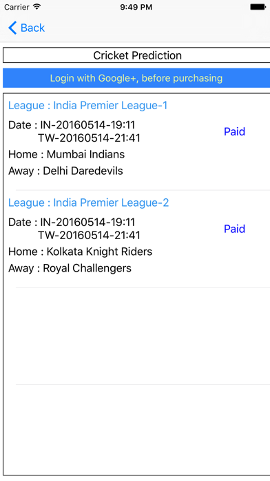 Screenshot #2 pour Cricket Prediction