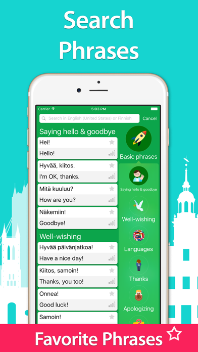 5000 Phrases - Learn Finnish Language for Free iPhone screenshot 5 - Education app