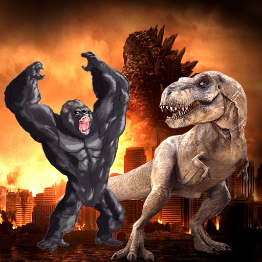 Godzilla vs Dinosaur T-Rex vs King Kong Beast Jumping Challenge