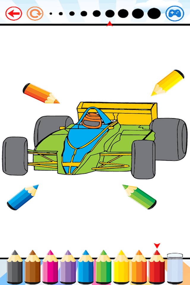 Race Car Coloring Book Super Vehicle drawing game screenshot 2
