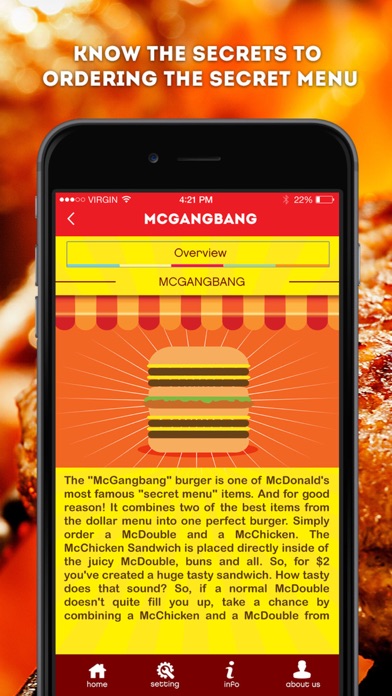 Screenshots of Secret Menu for McDonald's - McD Fast Food Restaurant Secrets for iPhone