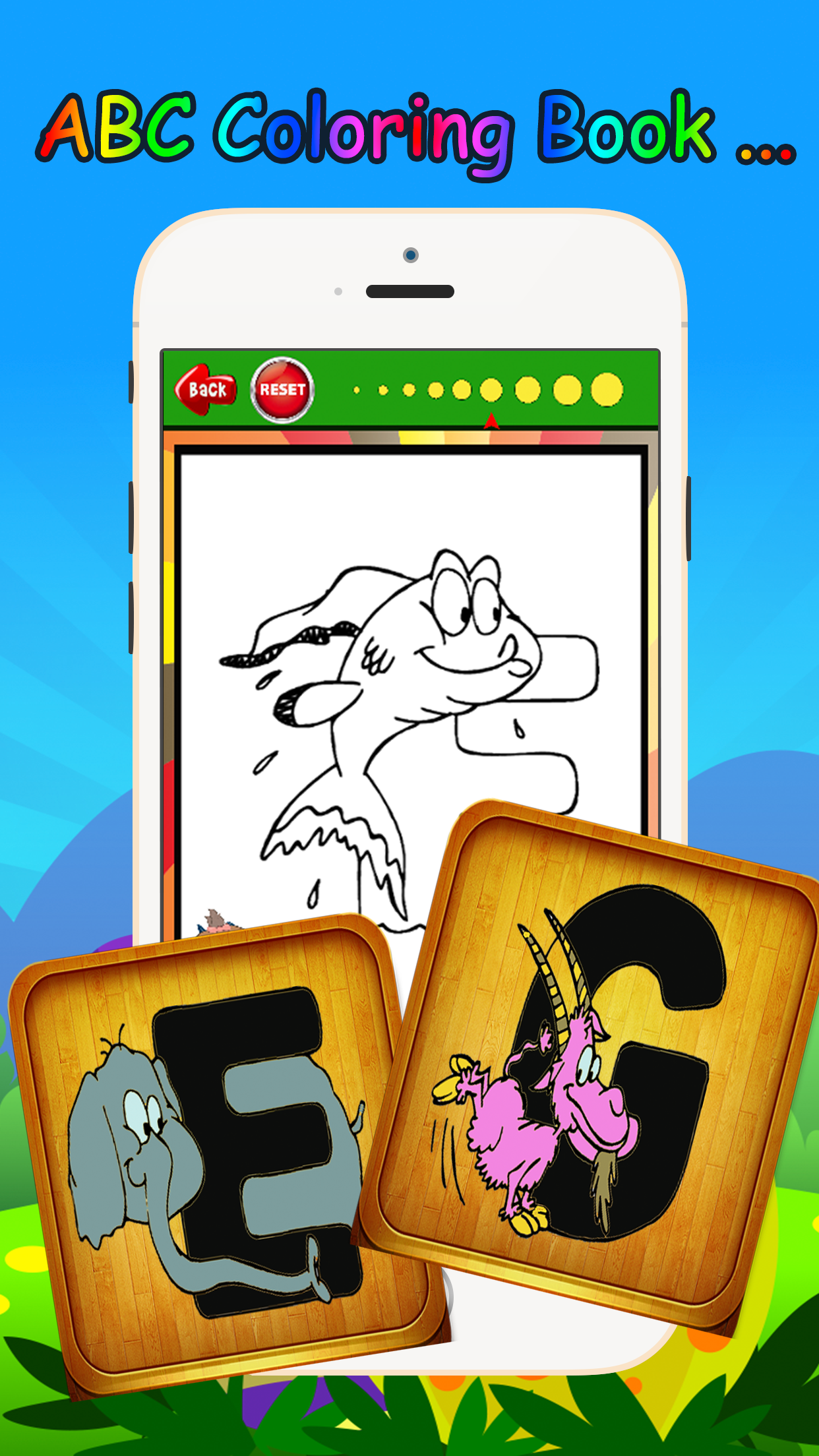 Kids ABC animals Cartoon words Coloring book page screenshot 3
