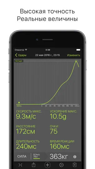 Скриншот Удары - измерение силы и скорости на iPhone 2