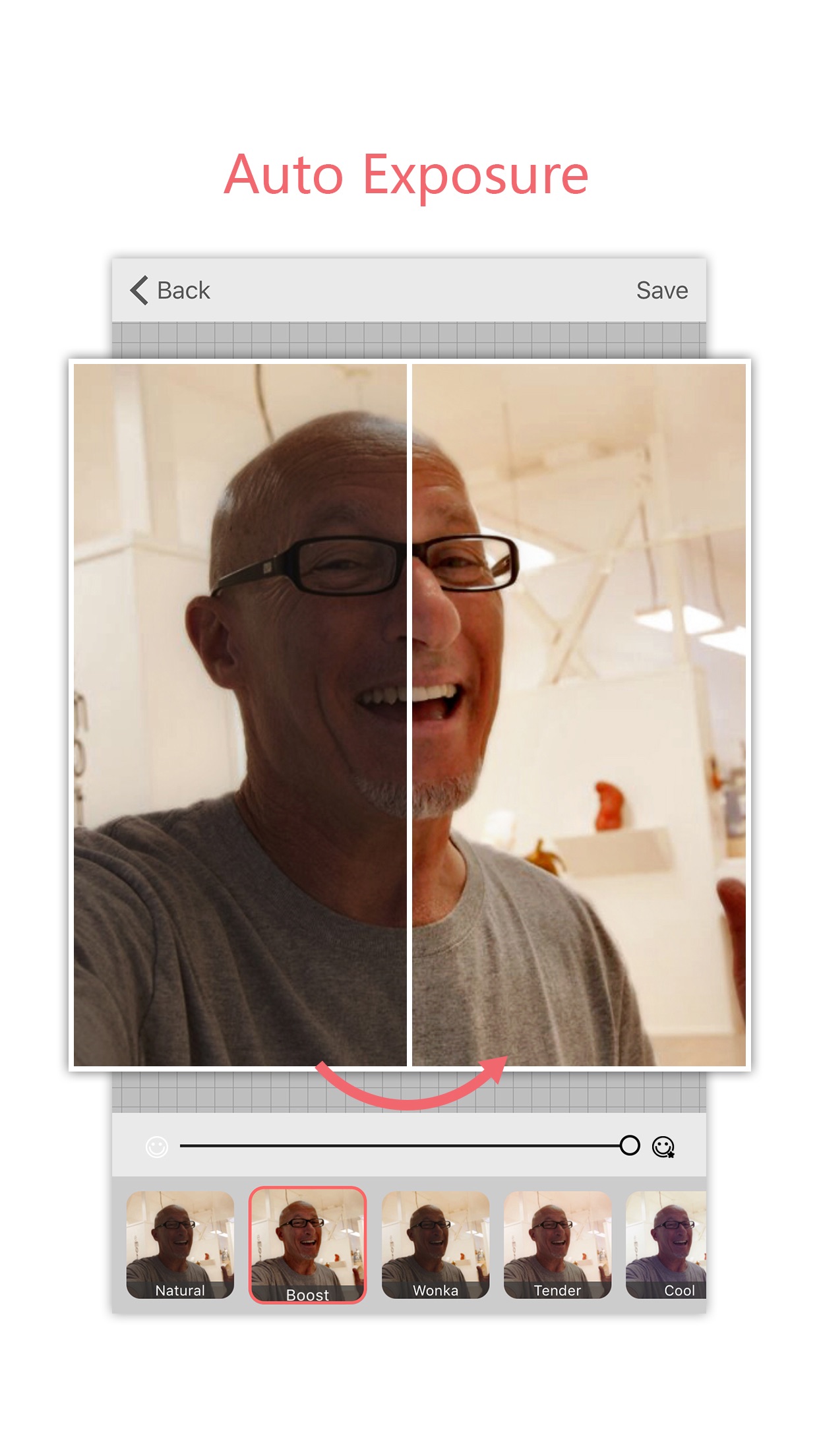 Screenshot do app Microsoft Selfie