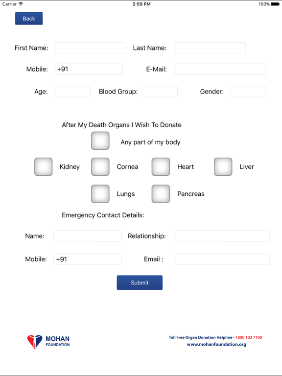 Screenshot #6 pour E-Donor Card App from Mohan Foundation