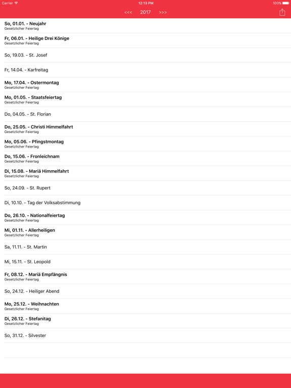 Screenshot #5 pour Feiertage Österreich Kalender & Kalenderwoche 2017