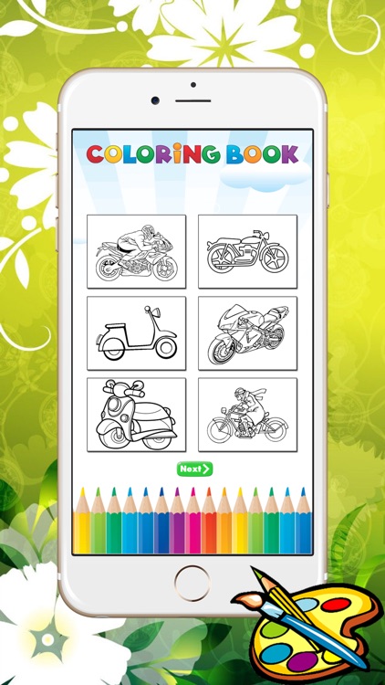 Motorcycle Coloring Book For Kids - Games Drawing and Painting For learning