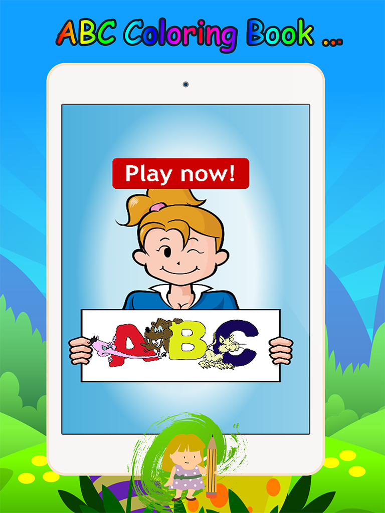 Kids ABC animals Cartoon words Coloring book page screenshot 5