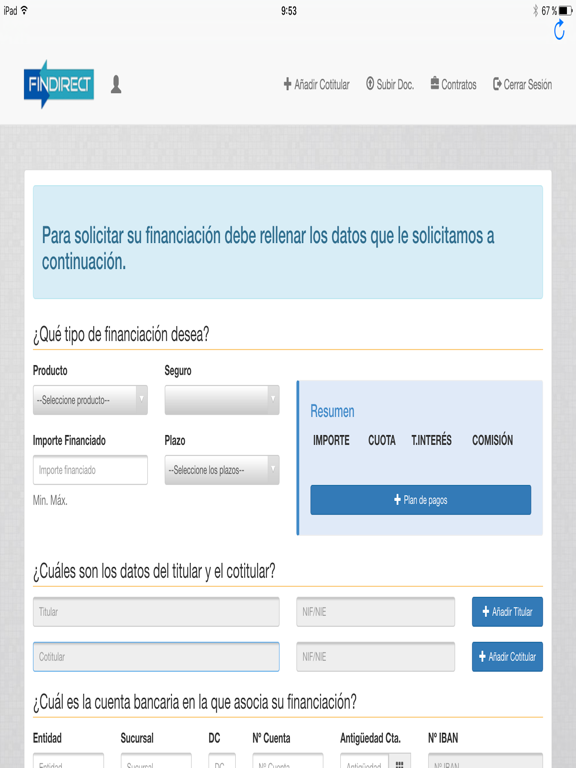Peticiones Findirect iPad screenshot
