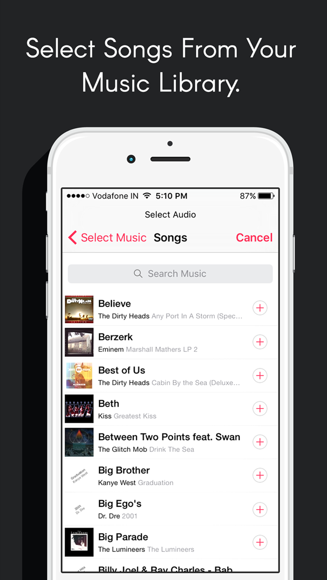 Add Videos to Music - Merge background audio movie maker and video editor free