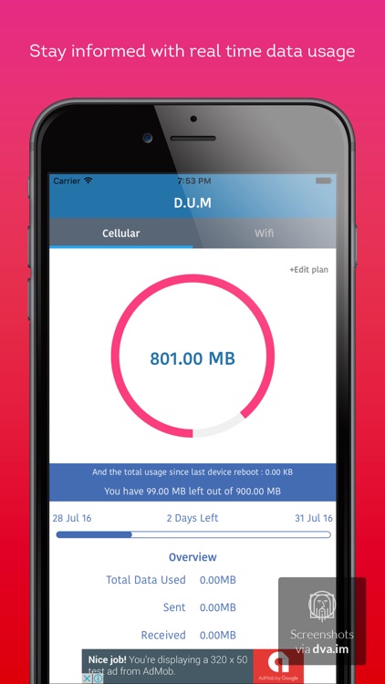 DUM Data usage manager-Track network data usage,Monitor mobile data plan manager