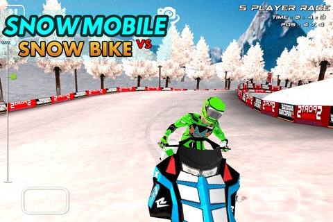 SnowMobile Vs Snow Bike - Snow Mobile Racing Games screenshot 2