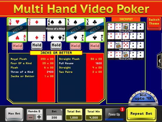 Screenshot #6 pour Video Poker  - FREE Multihand Casino Free Video Poker Deluxe Games