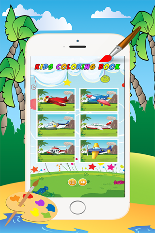 Planes Aircraft Coloring Book - All in 1 Vehicle Drawing and Painting Colorful for kids games free screenshot 4