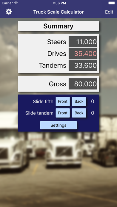 Truck Scale Calculator Screenshot