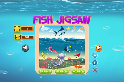 漫画のジグソーパズルでかわいい魚や海の動物を見つける - 子供のための教育解決マッチゲームのおすすめ画像1