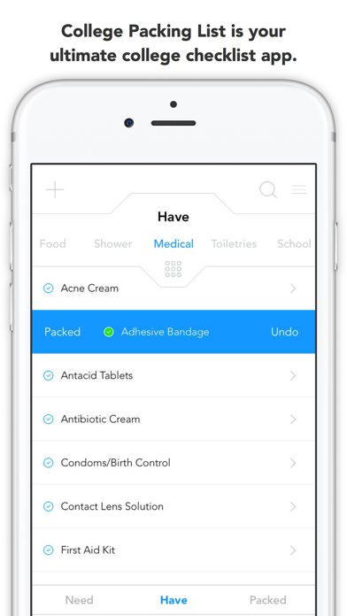 College Packing List screenshot