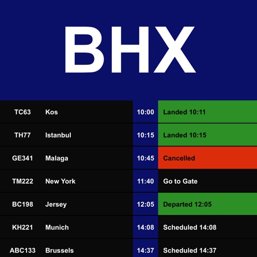 Flight Board - Birmingham Airport (BHX) iOS App