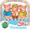 Classic tale of Three little pigs for kids – educative and interactive book with games - Premium