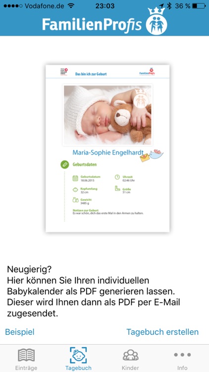 Babytagebuch. Schön, dass Du da bist.